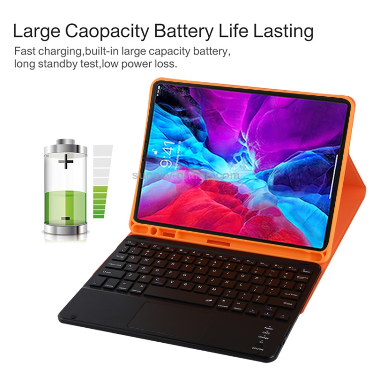 TG11BC Detachable Bluetooth Black Keyboard Microfiber Leather Tablet Case for iPad Pro 11 inch (2020), with Touchpad & Pen Slot & Holder (Orange) TG11BC Detachable Bluetooth Black Keyboard Microfiber Leather Tablet Case for iPad Pro 11 inch (2020), with Touchpad & Pen Slot & Holder (Orange)
