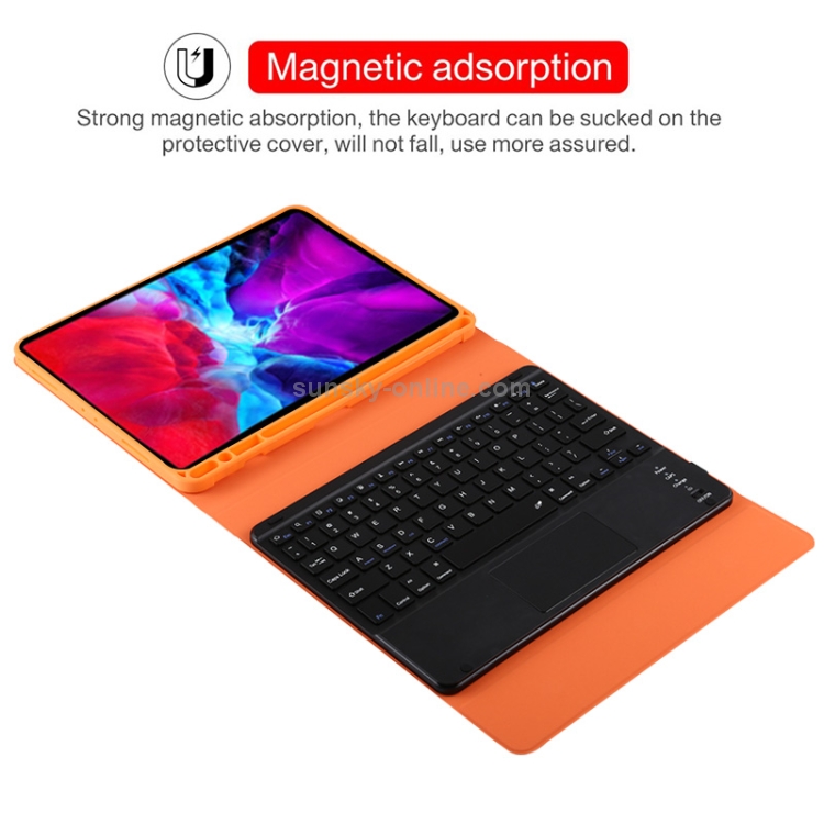 TG11BC Detachable Bluetooth Black Keyboard Microfiber Leather Tablet Case for iPad Pro 11 inch (2020), with Touchpad & Pen Slot & Holder (Orange) TG11BC Detachable Bluetooth Black Keyboard Microfiber Leather Tablet Case for iPad Pro 11 inch (2020), with Touchpad & Pen Slot & Holder (Orange)