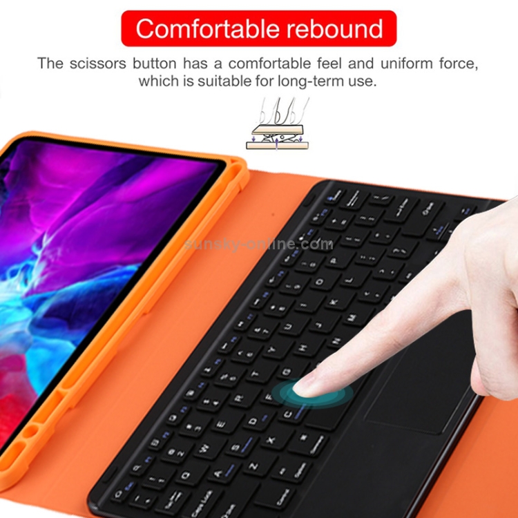 TG11BC Detachable Bluetooth Black Keyboard Microfiber Leather Tablet Case for iPad Pro 11 inch (2020), with Touchpad & Pen Slot & Holder (Orange) TG11BC Detachable Bluetooth Black Keyboard Microfiber Leather Tablet Case for iPad Pro 11 inch (2020), with Touchpad & Pen Slot & Holder (Orange)
