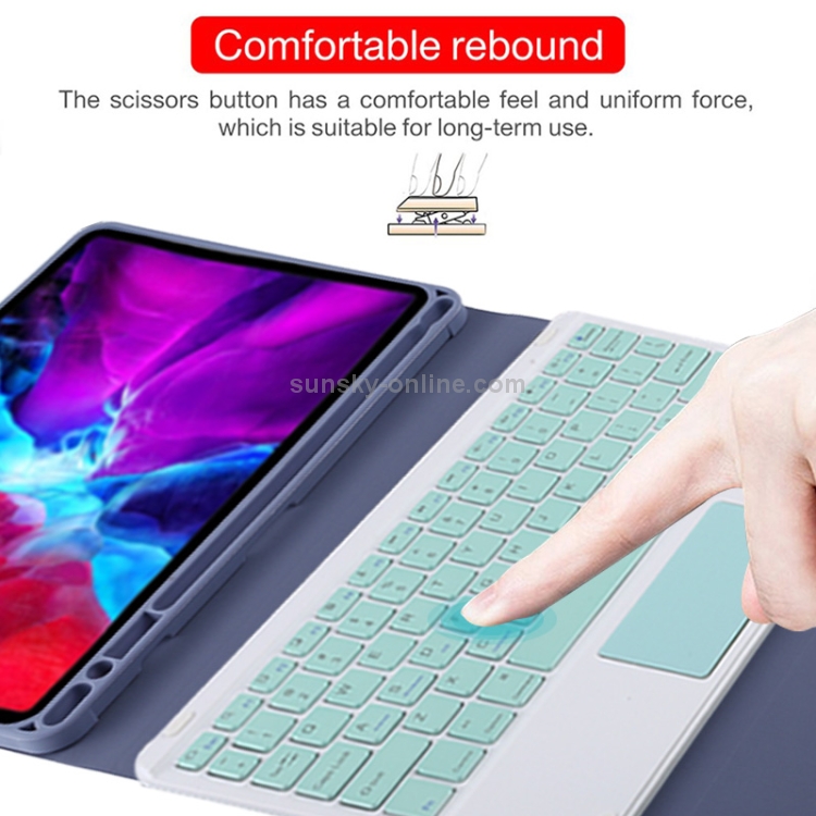 TG11BC Detachable Bluetooth Green Keyboard Microfiber Leather Tablet Case for iPad Pro 11 inch (2020), with Touchpad & Pen Slot & Holder (Purple) TG11BC Detachable Bluetooth Green Keyboard Microfiber Leather Tablet Case for iPad Pro 11 inch (2020), with Touchpad & Pen Slot & Holder (Purple)