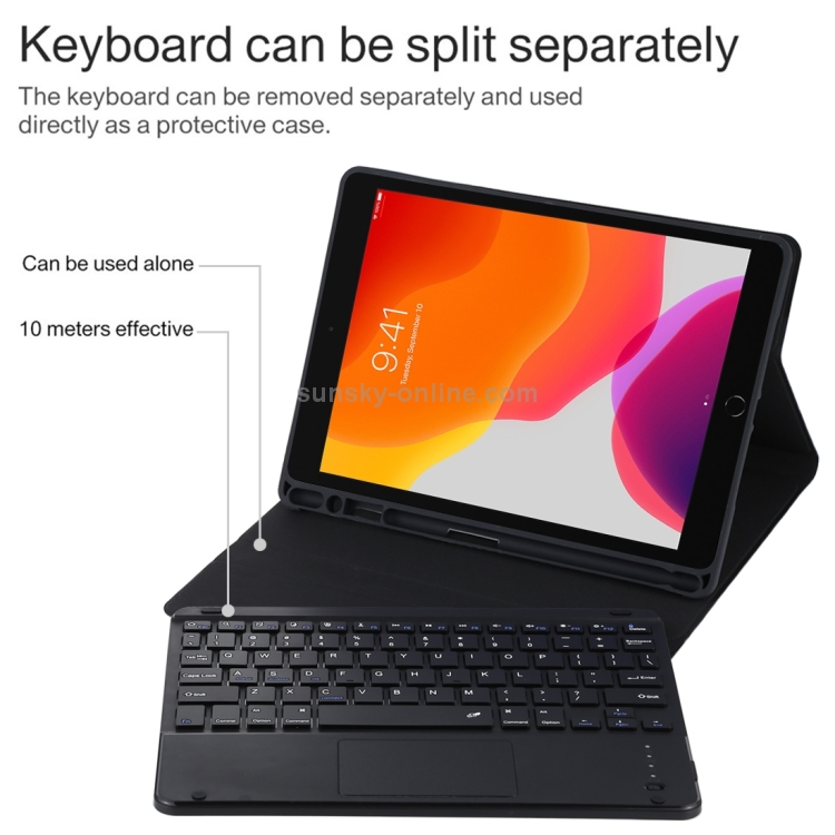 TG97BC Detachable Bluetooth Black Keyboard + Microfiber Leather Tablet Case for iPad 9.7 inch, with Touch Pad & Pen Slot & Holder(Black) TG97BC Detachable Bluetooth Black Keyboard + Microfiber Leather Tablet Case for iPad 9.7 inch, with Touch Pad & Pen Slot & Holder(Black)