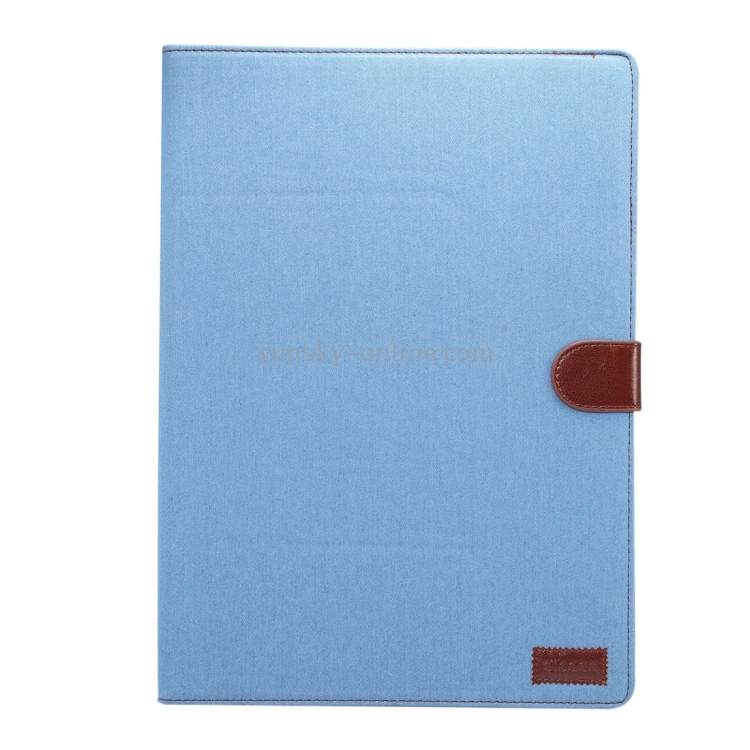 For iPad Pro 12.9 inch (2017) Denim Texture Horizontal Flip Leather Case with Holder & Card Slots & Wallet & Photo Frame(Baby Blue) For iPad Pro 12.9 inch (2017) Denim Texture Horizontal Flip Leather Case with Holder & Card Slots & Wallet & Photo Frame(Baby Blue)