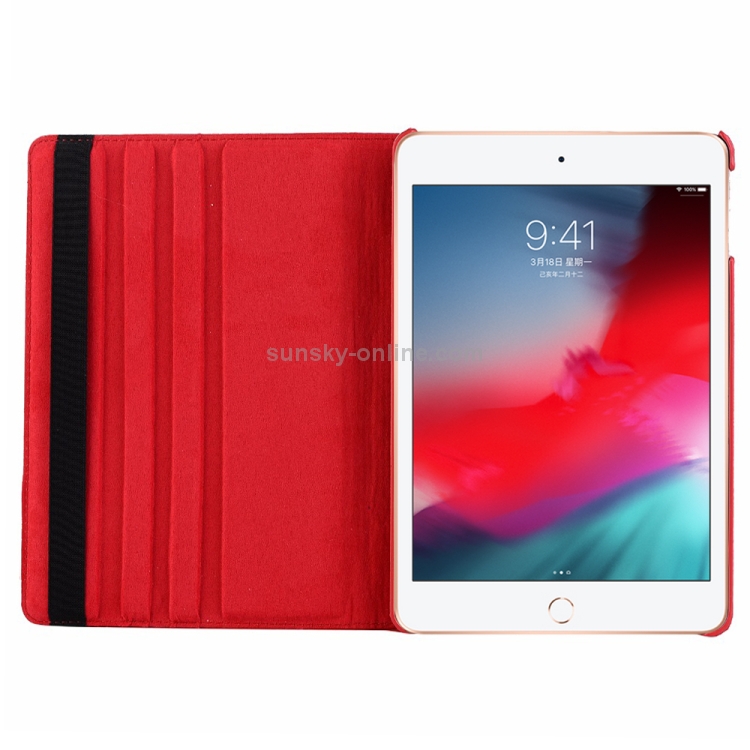 Étui en cuir à rotation horizontale à 360 degrés à texture litchi pour iPad Mini 2019, avec