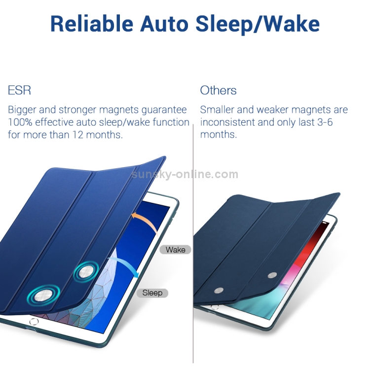 ESR Yippee Color Rebound Series Slim Fit Leather + Soft TPU Case for iPad Air 2019 10.5 inch, with Three-folding & Sleep / Wake-up Function(Blue) ESR Yippee Color Rebound Series Slim Fit Leather + Soft TPU Case for iPad Air 2019 10.5 inch, with Three-folding & Sleep / Wake-up Function(Blue)