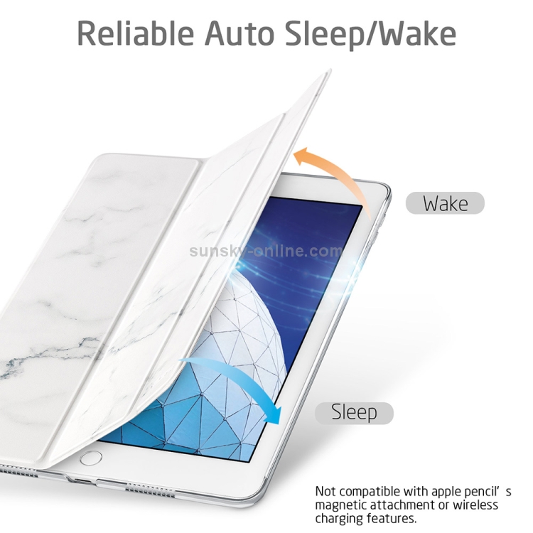 ESR Marble Series PC + PU Leather Case for iPad Air 2019 10.5 inch, with Three-folding & Sleep / Wake-up Function(White) ESR Marble Series PC + PU Leather Case for iPad Air 2019 10.5 inch, with Three-folding & Sleep / Wake-up Function(White)