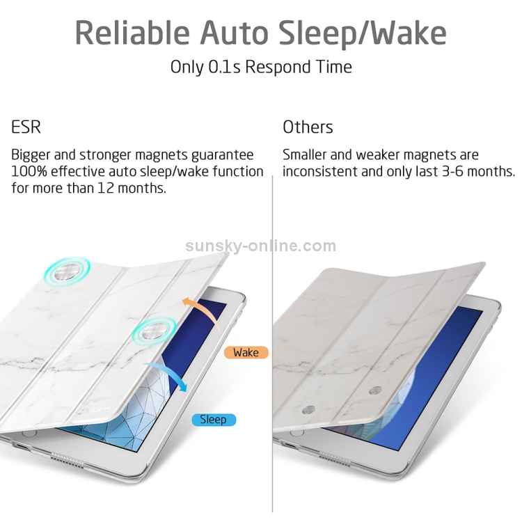 ESR Marble Series PC + PU Leather Case for iPad Air 2019 10.5 inch, with Three-folding & Sleep / Wake-up Function(White) ESR Marble Series PC + PU Leather Case for iPad Air 2019 10.5 inch, with Three-folding & Sleep / Wake-up Function(White)