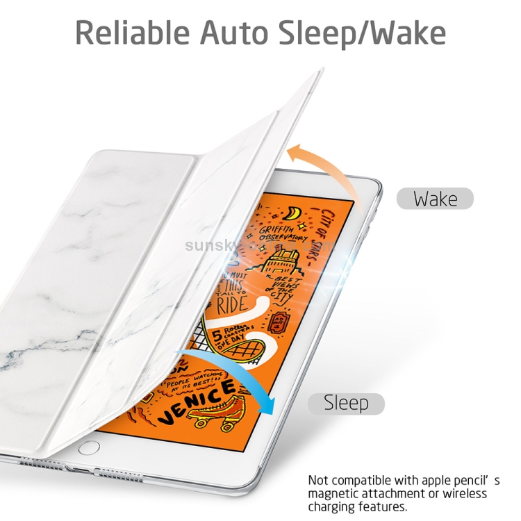 ESR Marble Series PC + PU Leather Case for iPad Mini 2019, with Three-folding & Sleep / Wake-up Function (White) ESR Marble Series PC + PU Leather Case for iPad Mini 2019, with Three-folding & Sleep / Wake-up Function (White)