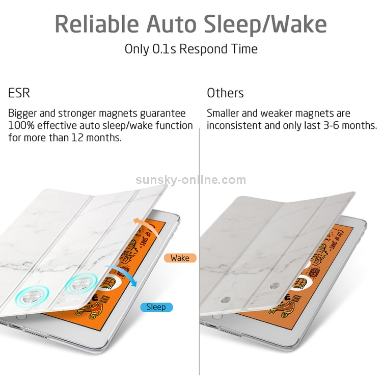 ESR Marble Series PC + PU Leather Case for iPad Mini 2019, with Three-folding & Sleep / Wake-up Function (White) ESR Marble Series PC + PU Leather Case for iPad Mini 2019, with Three-folding & Sleep / Wake-up Function (White)