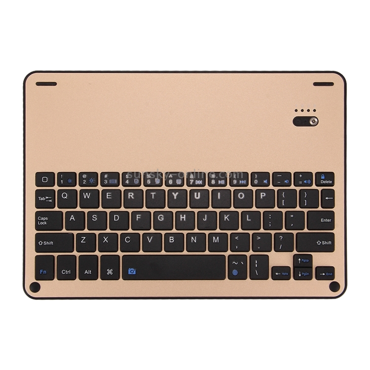 For iPad Pro 10.5 inch Detachable Aluminum Alloy Bluetooth Keyboard + Lambskin Texture Leather Tablet Case with Holder(Gold)
