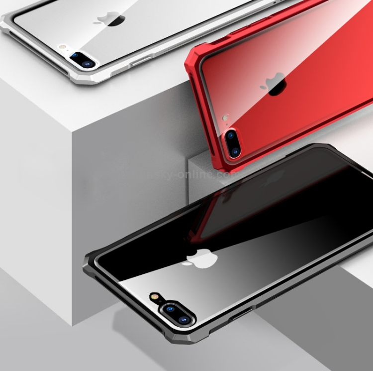 For iPhone X Snap-on Aluminum Frame and Tempered Glass Back Plate Case ...