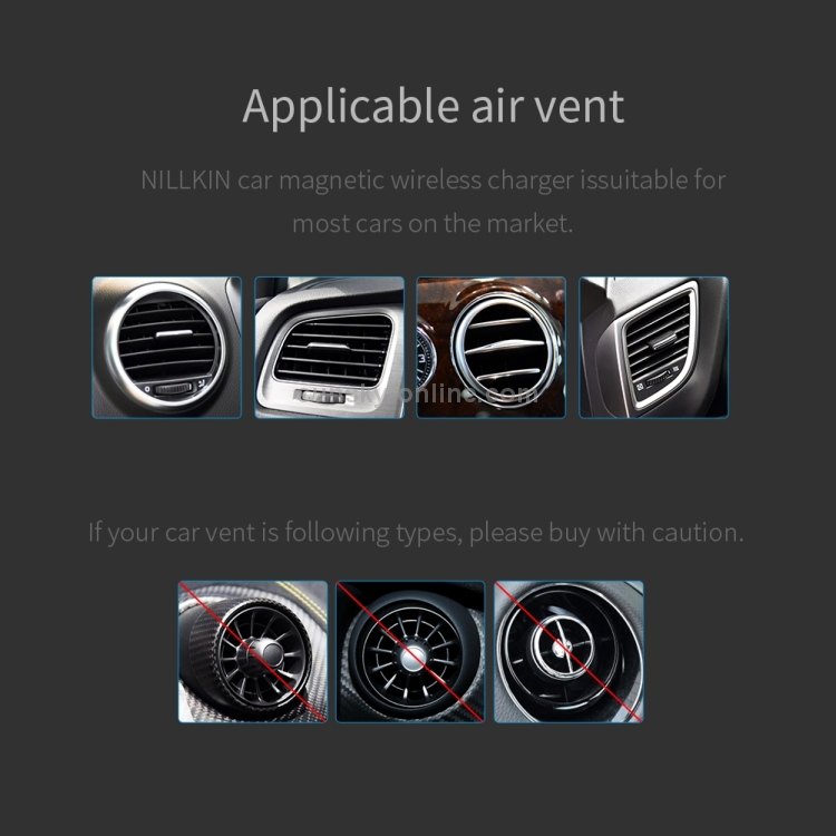 NILLKIN MC027 Car Air Outlet Vent Mount Clamp Holder 10W Fast Charging Qi Magnetic Wireless Charger(Black) NILLKIN MC027 Car Air Outlet Vent Mount Clamp Holder 10W Fast Charging Qi Magnetic Wireless Charger(Black)