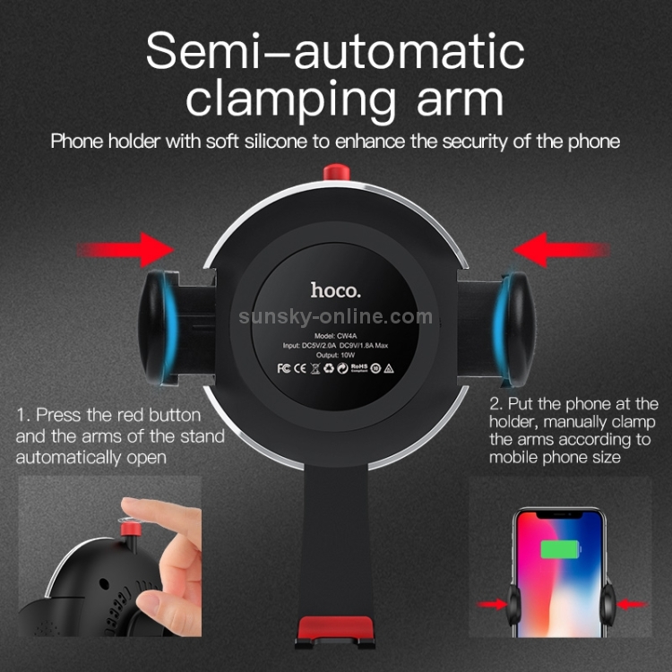 hoco CW4A Air Vent Mount Phone Holder 10W Car Wireless Rapid Charger hoco CW4A Air Vent Mount Phone Holder 10W Car Wireless Rapid Charger