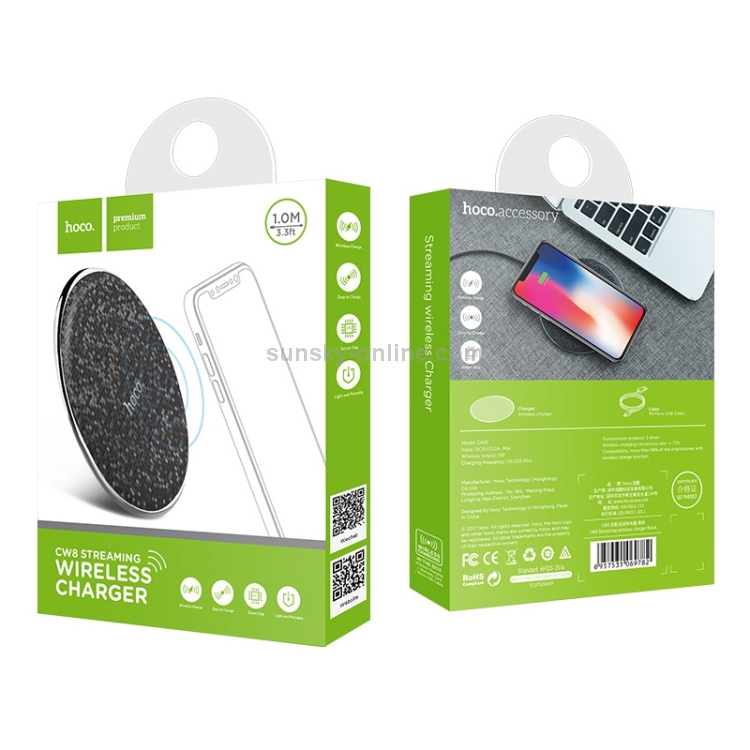 Hoco CW8 Portable DC 5V 2A Max 7.5mm Fast Charging Wireless Charger Pad Hoco CW8 Portable DC 5V 2A Max 7.5mm Fast Charging Wireless Charger Pad