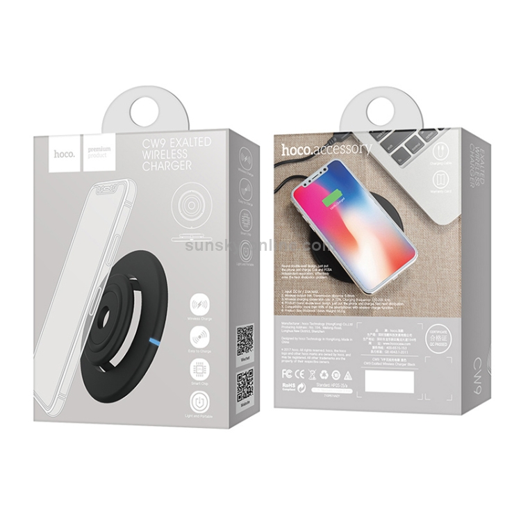 Hoco CW9 Portable DC 5V/2A Max Fast Charging Pad Wireless Charger Hoco CW9 Portable DC 5V/2A Max Fast Charging Pad Wireless Charger