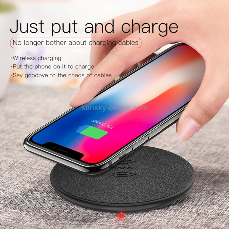 Hoco CW14 Round DC 5V/2A Max Fast Charging Wireless Charger Pad with Indicator Light Hoco CW14 Round DC 5V/2A Max Fast Charging Wireless Charger Pad with Indicator Light