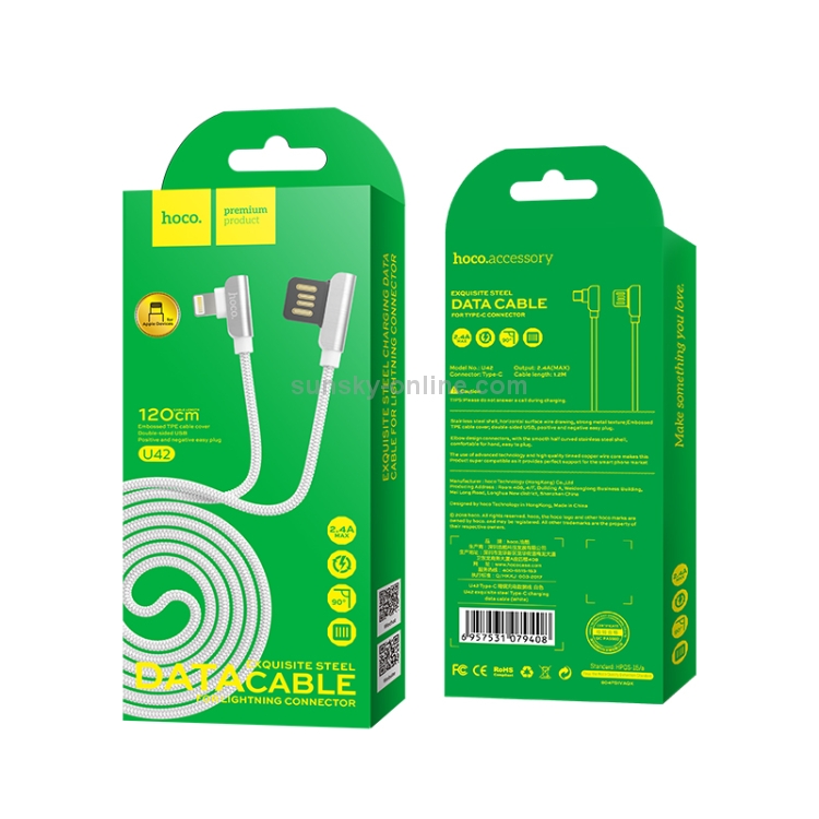 hoco U42 1.2m Exquisite Steel 8 Pin Charging Data Cable hoco U42 1.2m Exquisite Steel 8 Pin Charging Data Cable