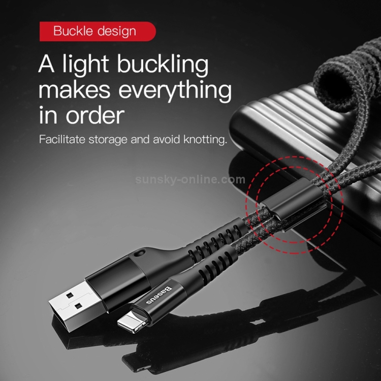 Baseus 1m 2A 8 pin USB Fish Eye Spring Car Charger Cable Baseus 1m 2A 8 pin USB Fish Eye Spring Car Charger Cable