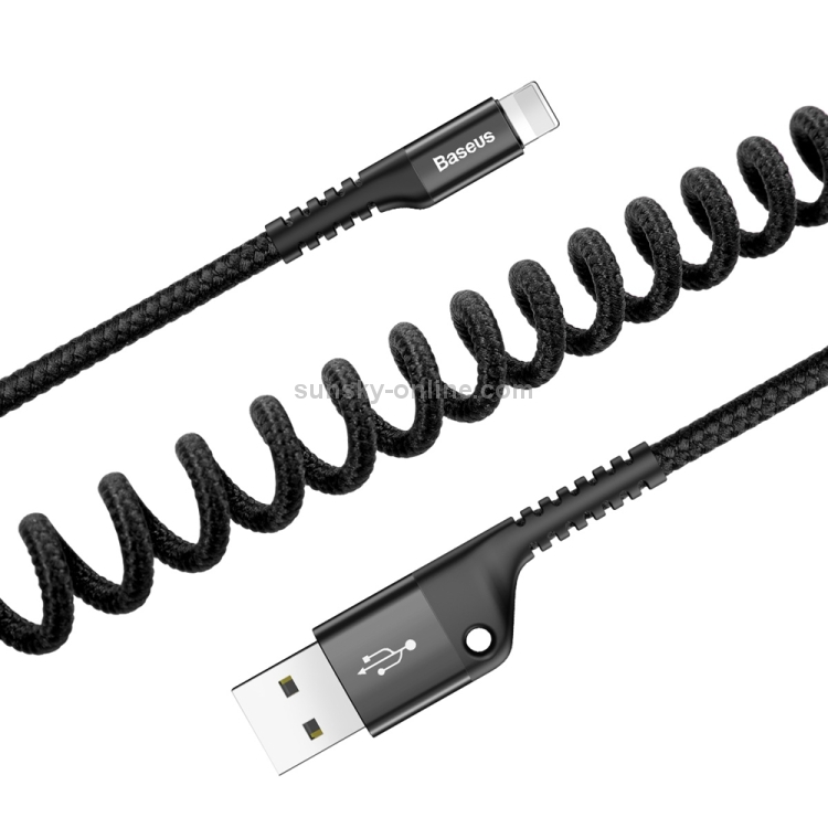 Baseus 1m 2A 8 pin USB Fish Eye Spring Car Charger Cable Baseus 1m 2A 8 pin USB Fish Eye Spring Car Charger Cable