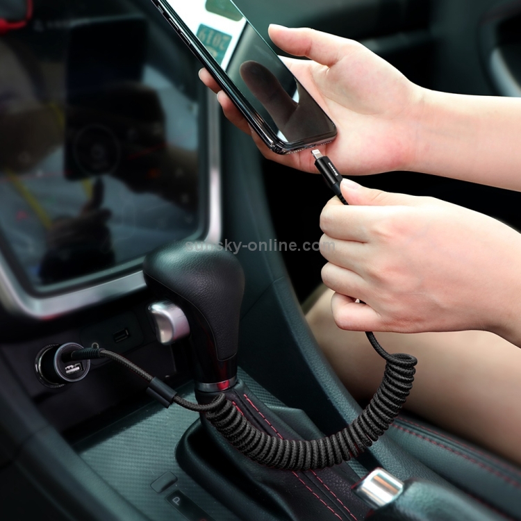 Baseus 1m 2A 8 pin USB Fish Eye Spring Car Charger Cable Baseus 1m 2A 8 pin USB Fish Eye Spring Car Charger Cable