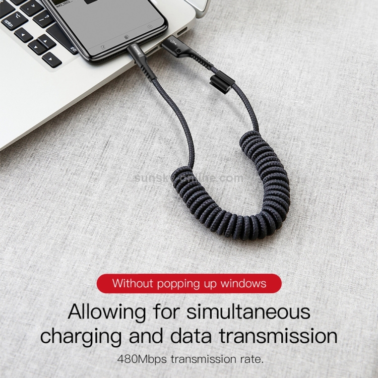 Baseus 1m 2A 8 pin USB Fish Eye Spring Car Charger Cable Baseus 1m 2A 8 pin USB Fish Eye Spring Car Charger Cable