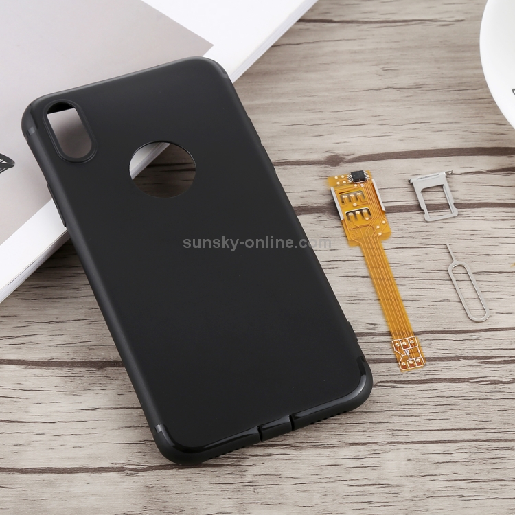 Kumishi 2 in 1 Dual SIM Card Adapter + TPU Case with SIM Card Tray / SIM Card Pin for iPhone X, Dual Card Single Standby(Black) Kumishi 2 in 1 Dual SIM Card Adapter + TPU Case with SIM Card Tray / SIM Card Pin for iPhone X, Dual Card Single Standby(Black)