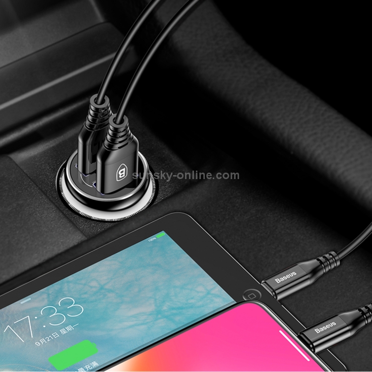 Baseus Gentleman Series 4.8A Dual-USB Smart Car Fast Charger Baseus Gentleman Series 4.8A Dual-USB Smart Car Fast Charger