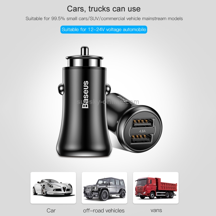 Baseus Gentleman Series 4.8A Dual-USB Smart Car Fast Charger Baseus Gentleman Series 4.8A Dual-USB Smart Car Fast Charger