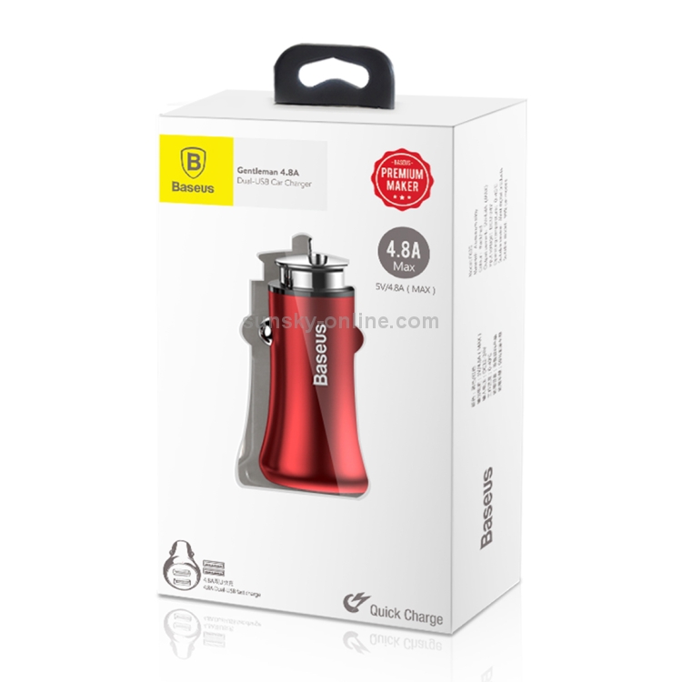 Baseus Gentleman Series 4.8A Dual-USB Smart Car Fast Charger Baseus Gentleman Series 4.8A Dual-USB Smart Car Fast Charger
