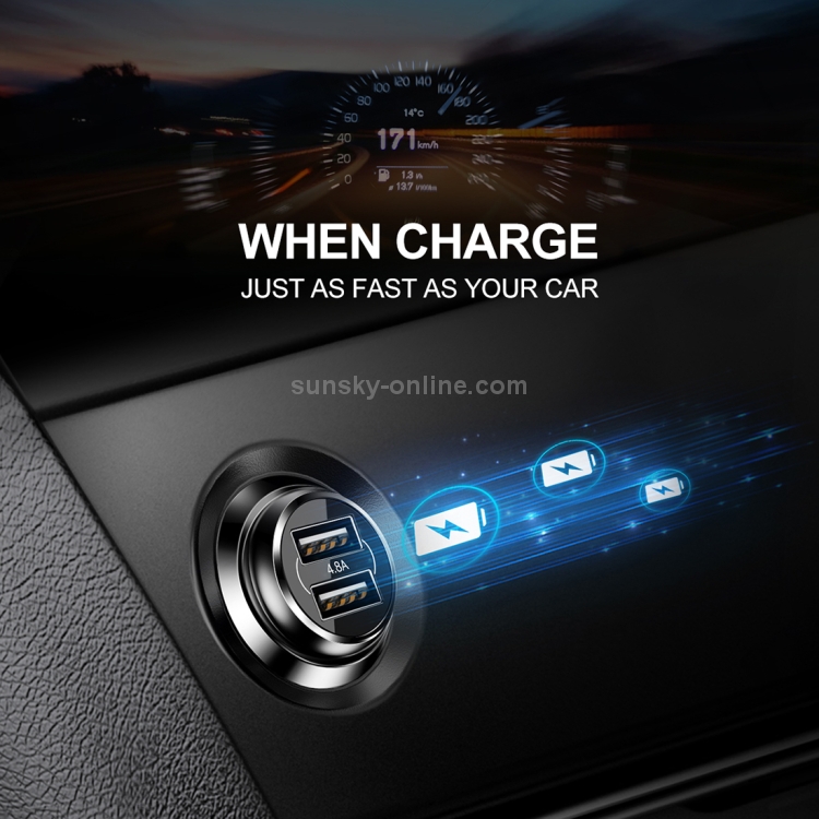 Baseus Gentleman Series 4.8A Dual-USB Smart Car Fast Charger Baseus Gentleman Series 4.8A Dual-USB Smart Car Fast Charger