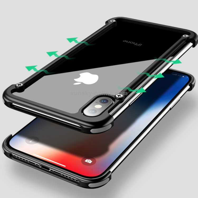 Shockproof Inner Frame For iPhone X / XS OATSBASF Business Style Three Sections Metal Frame ...