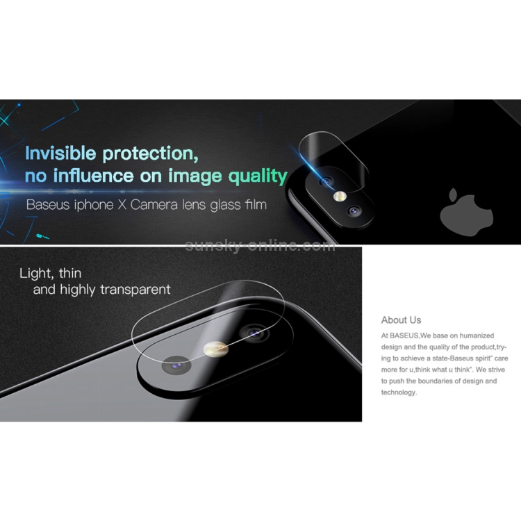 For iPhone X 2pcs Baseus 0.15mm Transparent Rear Camera Lens Protector Tempered Glass Protective Film (Transparent) For iPhone X 2pcs Baseus 0.15mm Transparent Rear Camera Lens Protector Tempered Glass Protective Film (Transparent)