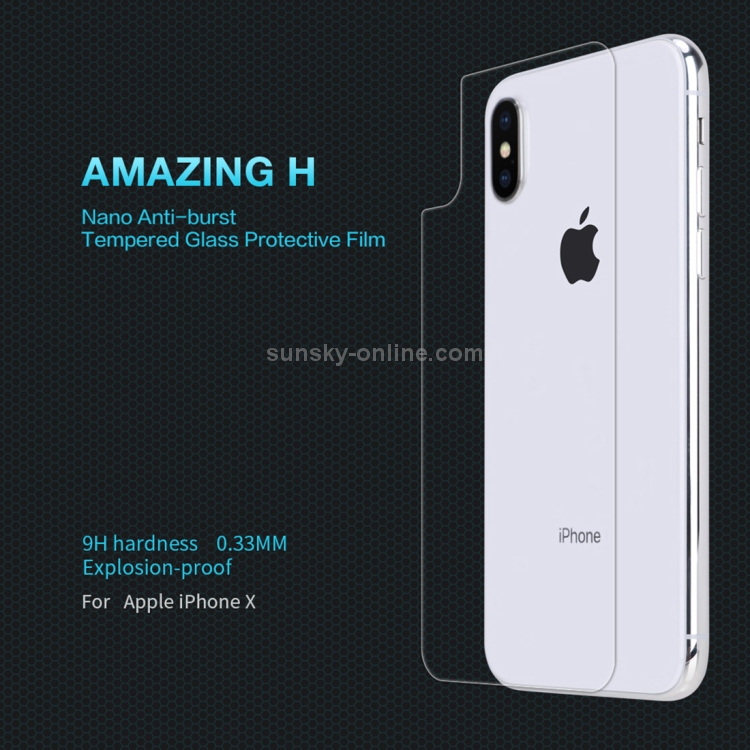 For iPhone X NILLKIN 0.33mm 9H Surface Hardness Amazing H Transparent Tempered Glass Back Screen Protector For iPhone X NILLKIN 0.33mm 9H Surface Hardness Amazing H Transparent Tempered Glass Back Screen Protector
