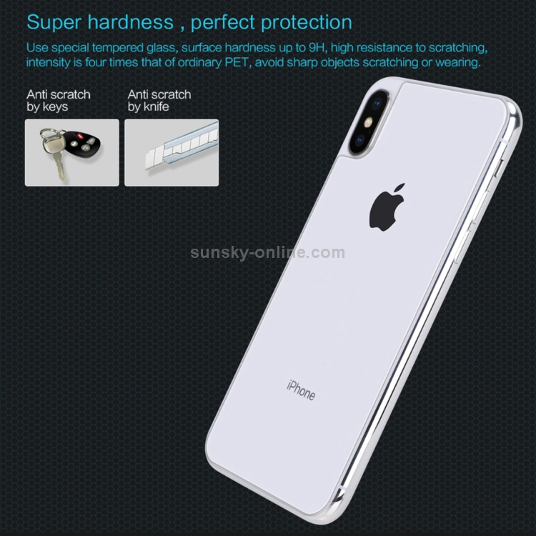 For iPhone X NILLKIN 0.33mm 9H Surface Hardness Amazing H Transparent Tempered Glass Back Screen Protector For iPhone X NILLKIN 0.33mm 9H Surface Hardness Amazing H Transparent Tempered Glass Back Screen Protector