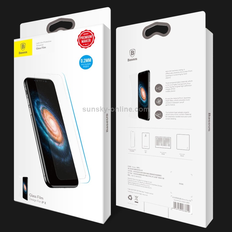 For iPhone X Baseus 9H Hardness 0.3mm Transparent Slim Tempered Glass Film Guard(Transparent) For iPhone X Baseus 9H Hardness 0.3mm Transparent Slim Tempered Glass Film Guard(Transparent)