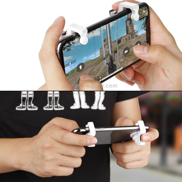 Eat Chicken Mobile Phone Trigger Shooting Controller Button Handle with Phone Holder (White) Eat Chicken Mobile Phone Trigger Shooting Controller Button Handle with Phone Holder (White)