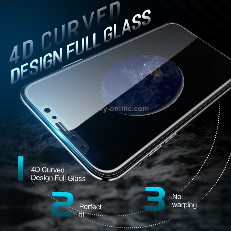 ROCK for iPhone X 9H Hardness 0.26mm 4D Curved Edge Tempered Glass Screen Protector ROCK for iPhone X 9H Hardness 0.26mm 4D Curved Edge Tempered Glass Screen Protector