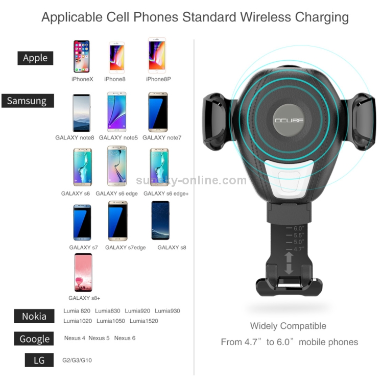 OCUBE S001 Wireless Charger Car Air Outlet Holder Charger,Support 4.7 inch to 6 inch Phones OCUBE S001 Wireless Charger Car Air Outlet Holder Charger,Support 4.7 inch to 6 inch Phones