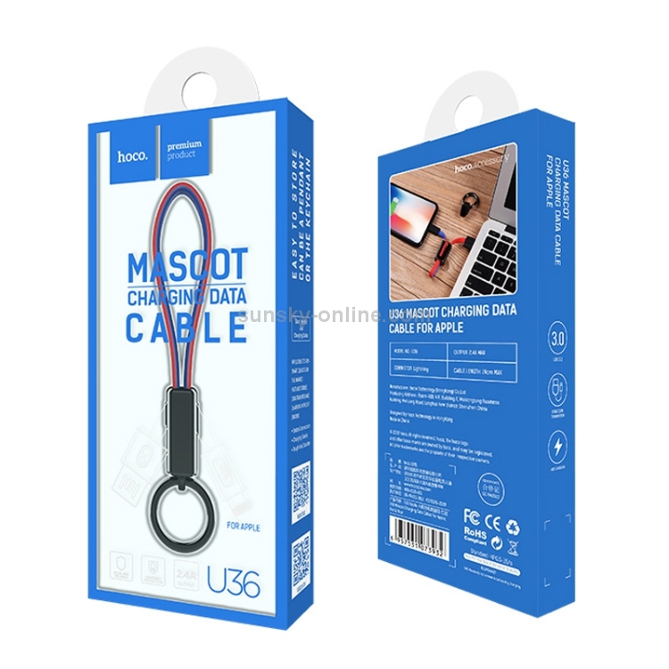 Hoco U36 Portable Weave USB to 8 Pin Data Sync Charging Cable, Max Length: 19cm Hoco U36 Portable Weave USB to 8 Pin Data Sync Charging Cable, Max Length: 19cm