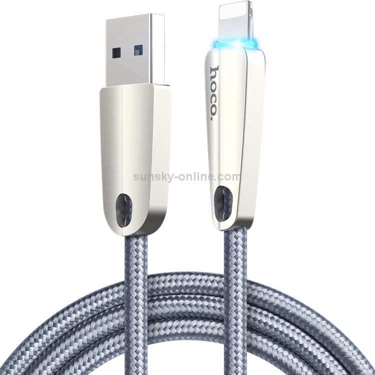 hoco U35 Nylon Braided Cord 2.4A Max USB to 8 Pin Data Sync Charging Cable with Breathing Light, Length: 1.2m hoco U35 Nylon Braided Cord 2.4A Max USB to 8 Pin Data Sync Charging Cable with Breathing Light, Length: 1.2m