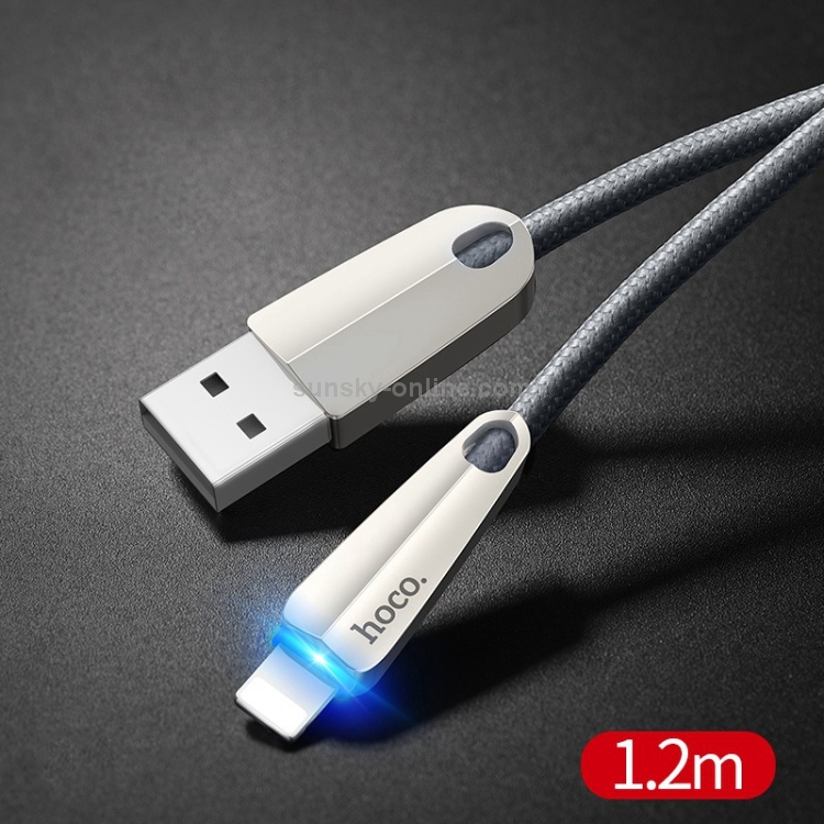 hoco U35 Nylon Braided Cord 2.4A Max USB to 8 Pin Data Sync Charging Cable with Breathing Light, Length: 1.2m hoco U35 Nylon Braided Cord 2.4A Max USB to 8 Pin Data Sync Charging Cable with Breathing Light, Length: 1.2m