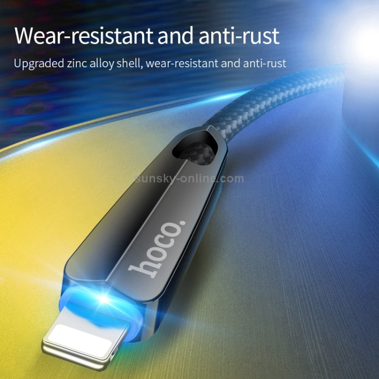 hoco U35 Nylon Braided Cord 2.4A Max USB to 8 Pin Data Sync Charging Cable with Breathing Light, Length: 1.2m hoco U35 Nylon Braided Cord 2.4A Max USB to 8 Pin Data Sync Charging Cable with Breathing Light, Length: 1.2m