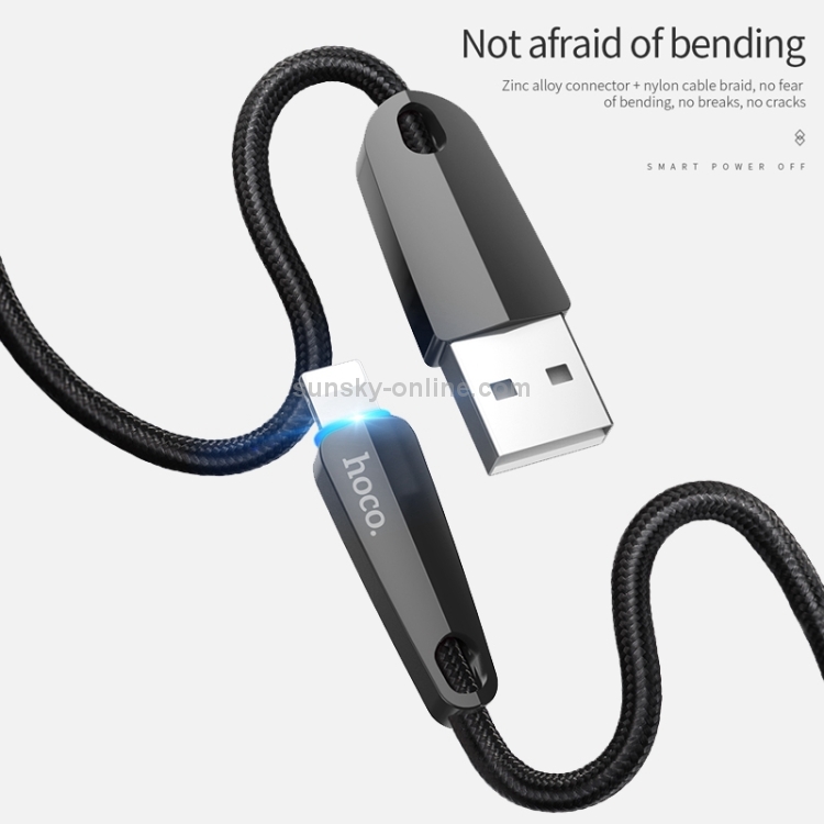 hoco U35 Nylon Braided Cord 2.4A Max USB to 8 Pin Data Sync Charging Cable with Breathing Light, Length: 1.2m hoco U35 Nylon Braided Cord 2.4A Max USB to 8 Pin Data Sync Charging Cable with Breathing Light, Length: 1.2m