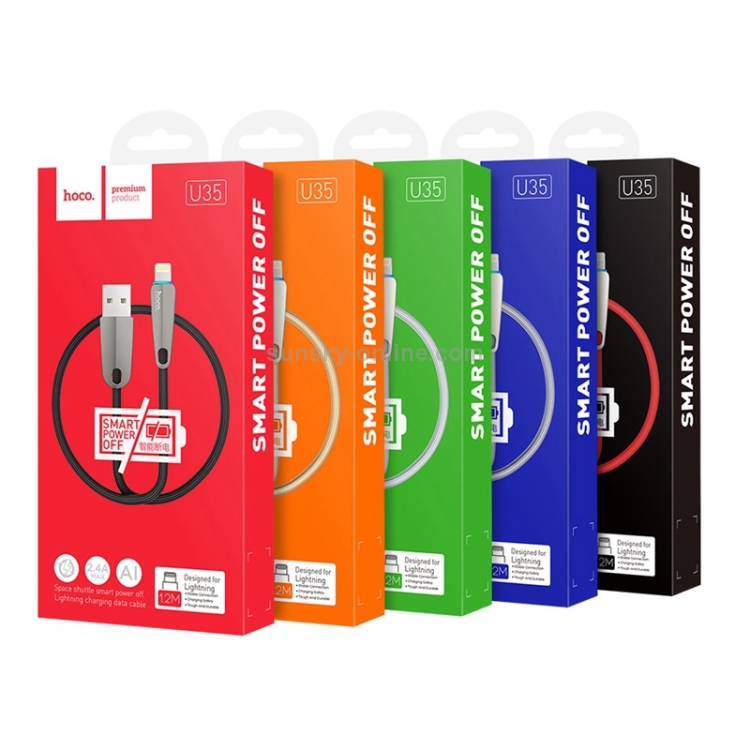 hoco U35 Nylon Braided Cord 2.4A Max USB to 8 Pin Data Sync Charging Cable with Breathing Light, Length: 1.2m hoco U35 Nylon Braided Cord 2.4A Max USB to 8 Pin Data Sync Charging Cable with Breathing Light, Length: 1.2m