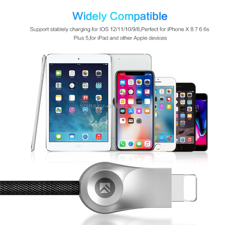 FLOVEME 1m 2.1A Output USB to 8 Pin Zinc Alloy Fast Charging & Data Transmission Cable with LED Light FLOVEME 1m 2.1A Output USB to 8 Pin Zinc Alloy Fast Charging & Data Transmission Cable with LED Light