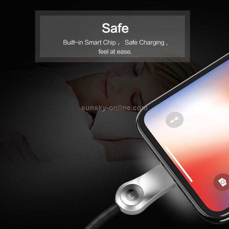 FLOVEME 1m 2.1A Output USB to 8 Pin Zinc Alloy Fast Charging & Data Transmission Cable with LED Light FLOVEME 1m 2.1A Output USB to 8 Pin Zinc Alloy Fast Charging & Data Transmission Cable with LED Light