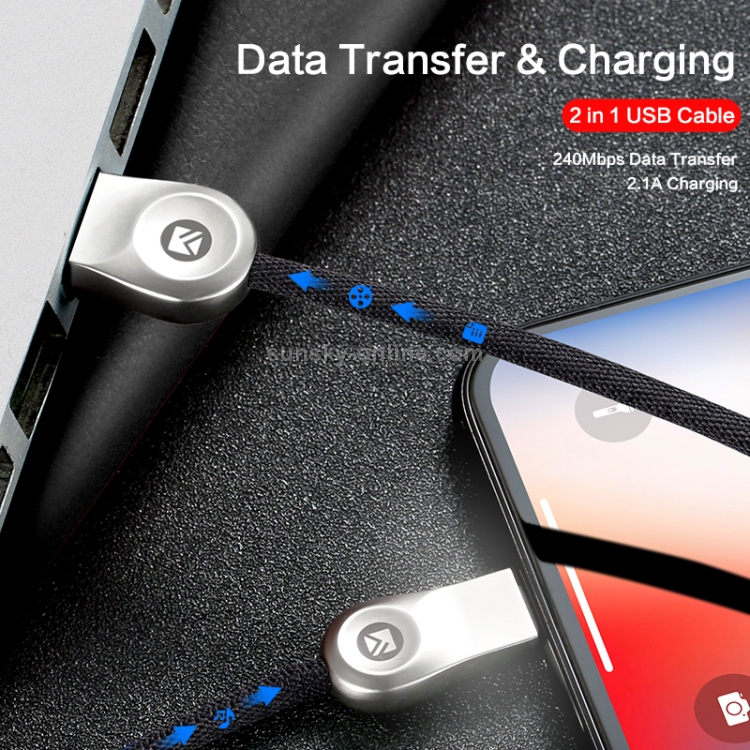 FLOVEME 1m 2.1A Output USB to 8 Pin Zinc Alloy Fast Charging & Data Transmission Cable with LED Light FLOVEME 1m 2.1A Output USB to 8 Pin Zinc Alloy Fast Charging & Data Transmission Cable with LED Light