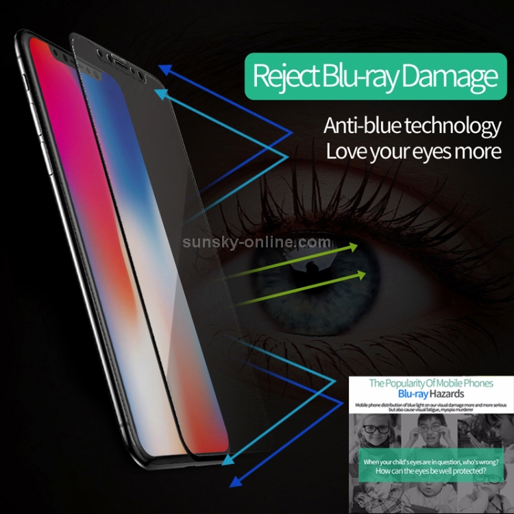 For iPhone X TOTUDESIGN 9H Surface Hardness 3D Full Coverage Anti-blue Light Eye Protection Tempered Glass HD Front Screen Protector For iPhone X TOTUDESIGN 9H Surface Hardness 3D Full Coverage Anti-blue Light Eye Protection Tempered Glass HD Front Screen Protector