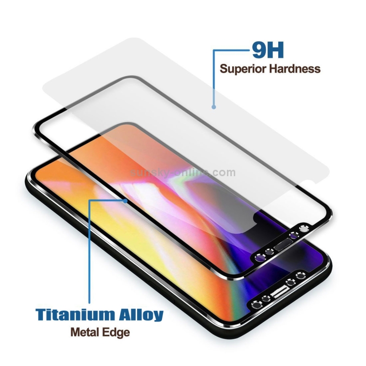 For iPhone X ENKAY Hat-Prince for iPhone X 0.2mm 9H Surface Hardness 3D Titanium Alloy Edge Full Coverage Front + Back Tempered Glass Screen Protector(Black)