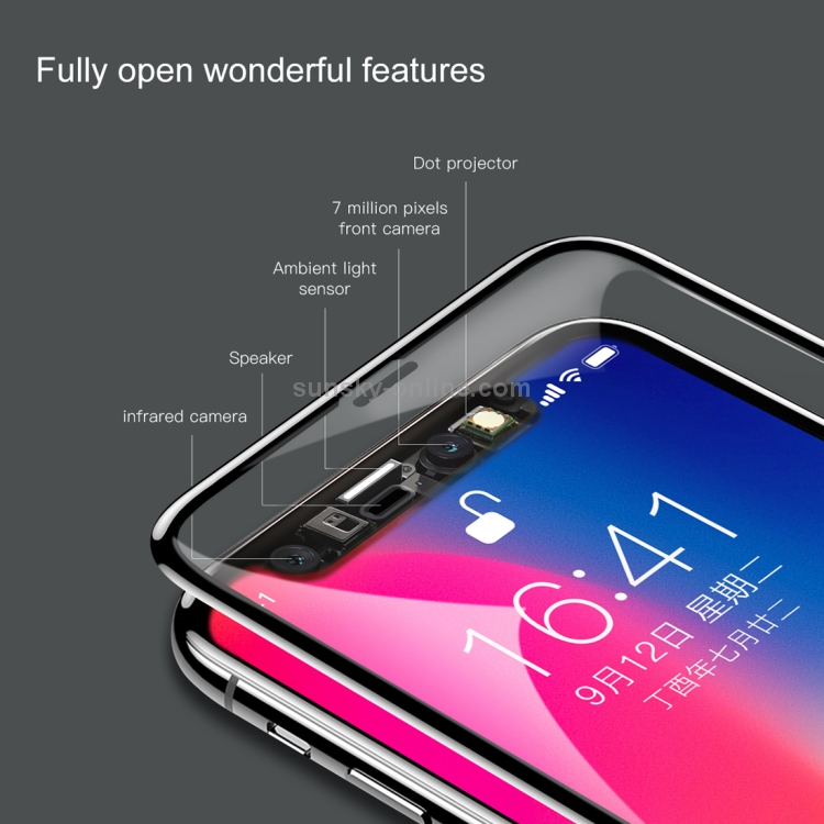 For iPhone X Baseus 0.23mm 3D HD Soft PET Edge Full Screen Tempered Glass Protector Film