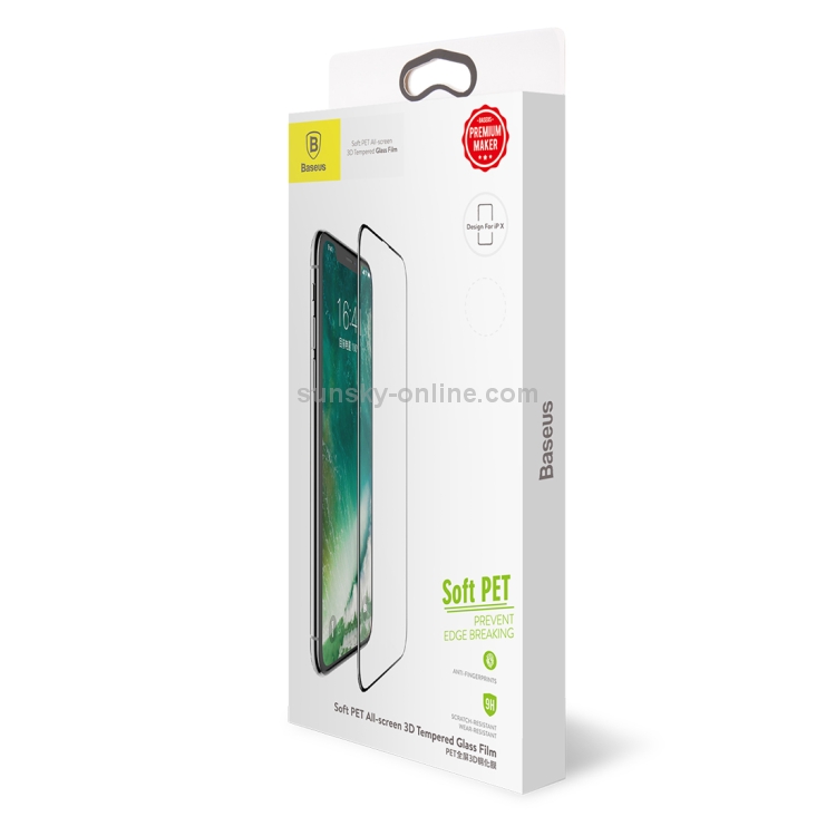 For iPhone X Baseus 0.23mm 3D HD Soft PET Edge Full Screen Tempered Glass Protector Film